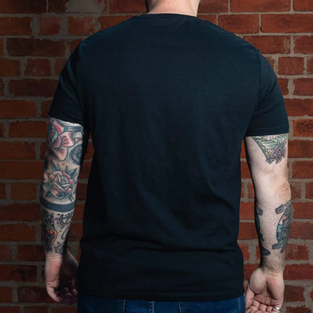 Back view of the black 8x8 OG T-shirt showing the plain rear.